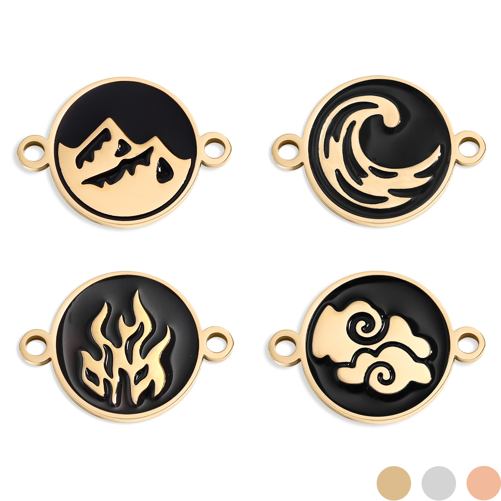 Symbolic Fire Charms: Elemental 18K Gold Jewelry for Bracelets